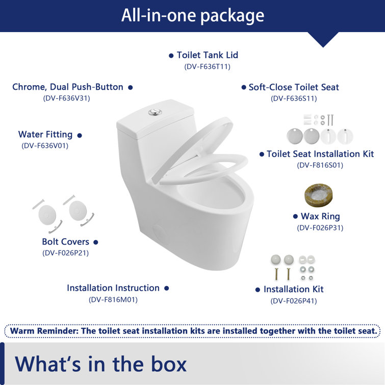 White Elongated Dual-Flush One-Piece Toilet with Silver Button