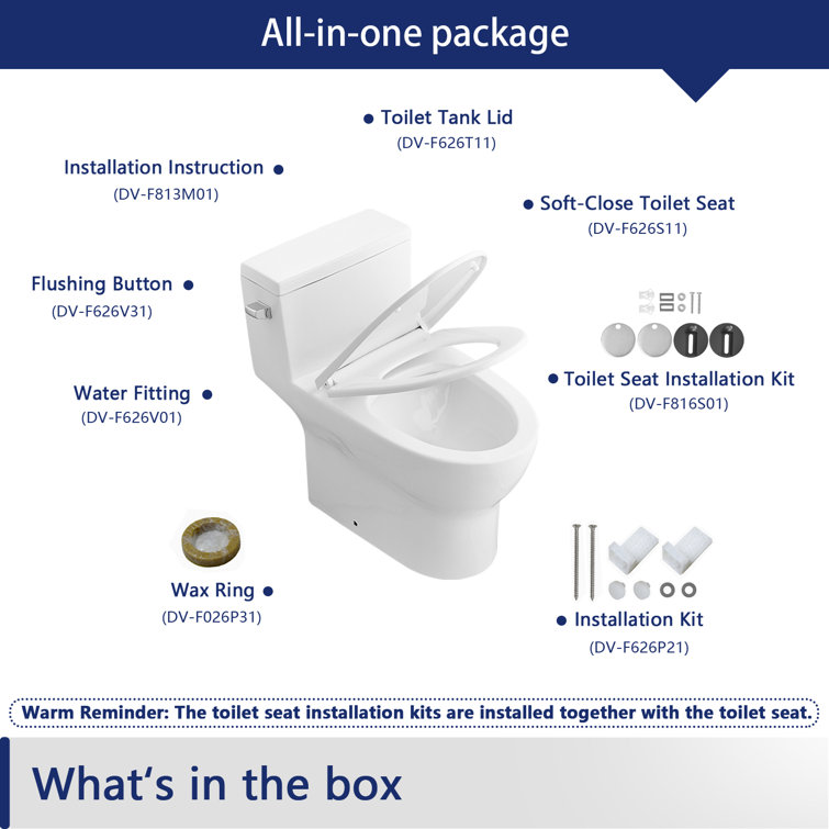White Elongated One-Piece High Efficiency Toilet with ADA Seat