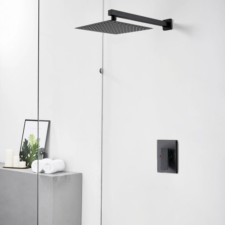 Matte Black Wall Mounted Shower Faucet with Lever Handle