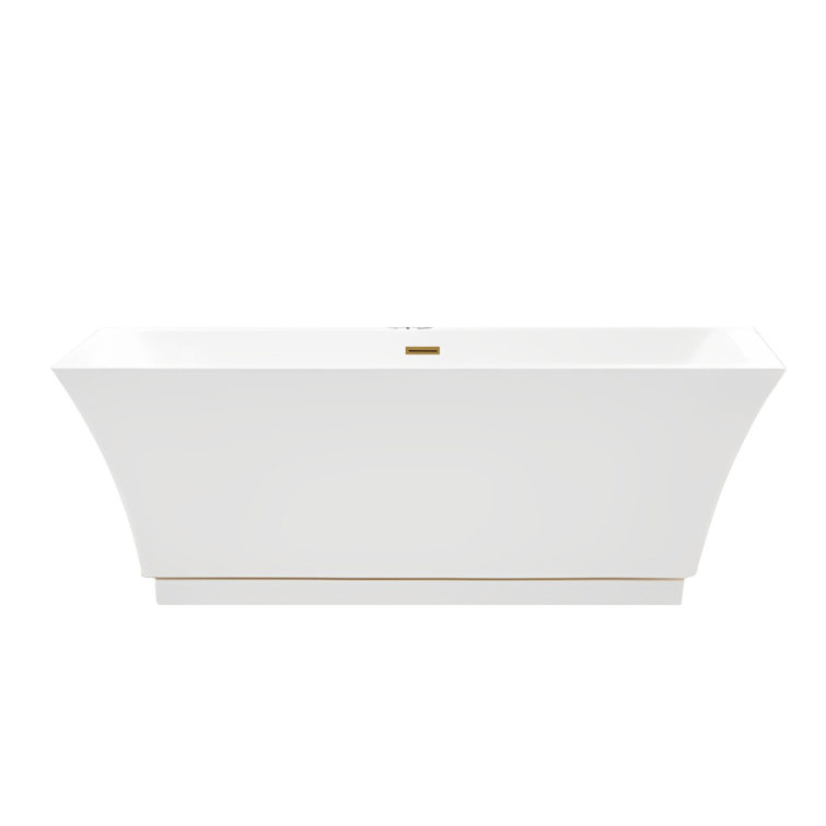White and Titanium Gold 59'' Freestanding Acrylic Bathtub
