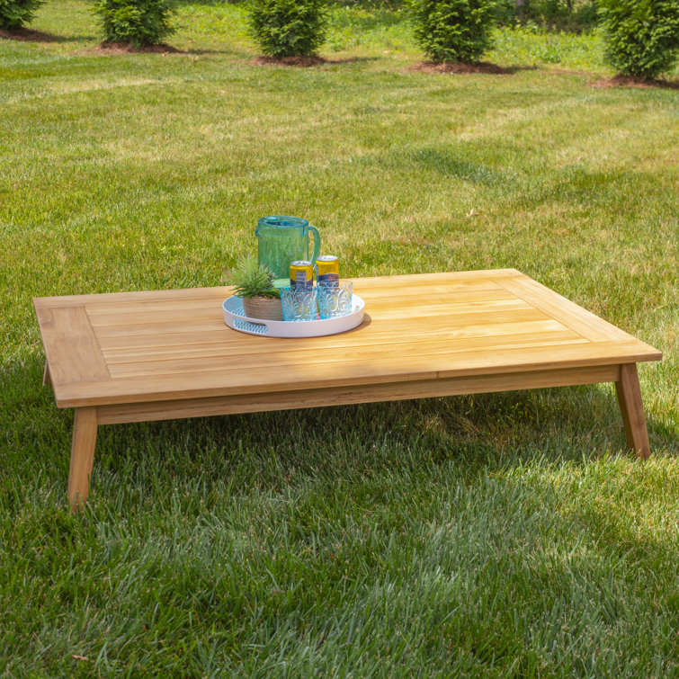 Sibyl Outdoor Rectangular Teak Wood Coffee Table