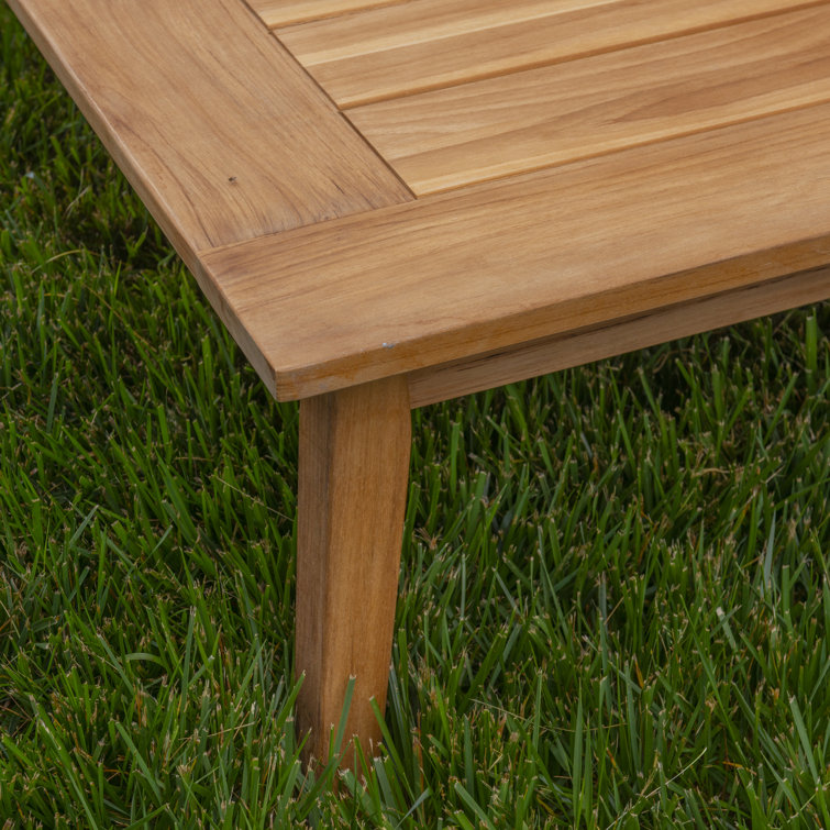 Sibyl Outdoor Rectangular Teak Wood Coffee Table