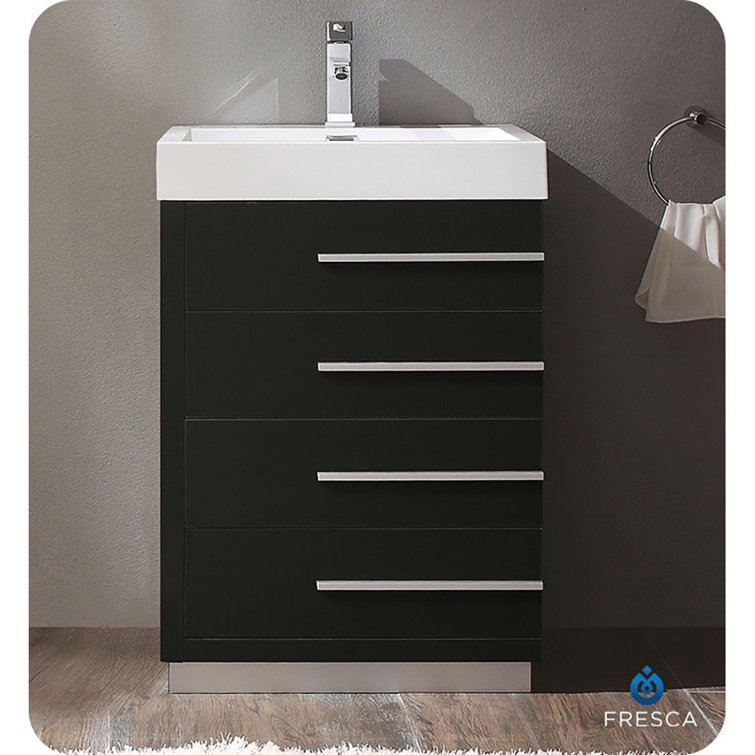 Black MDF Single Sink Bathroom Vanity with Acrylic Top