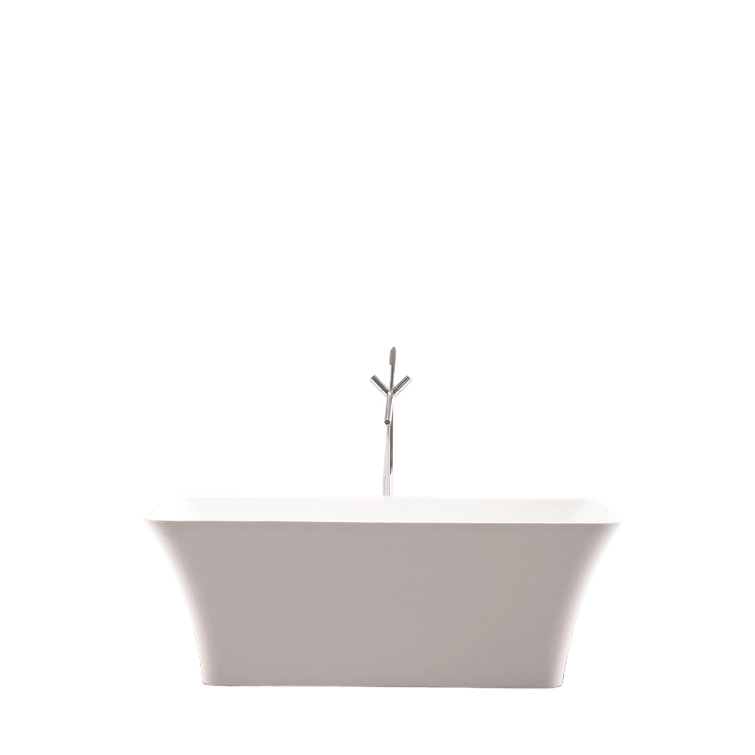 White and Titanium Gold 67'' Freestanding Acrylic Bathtub