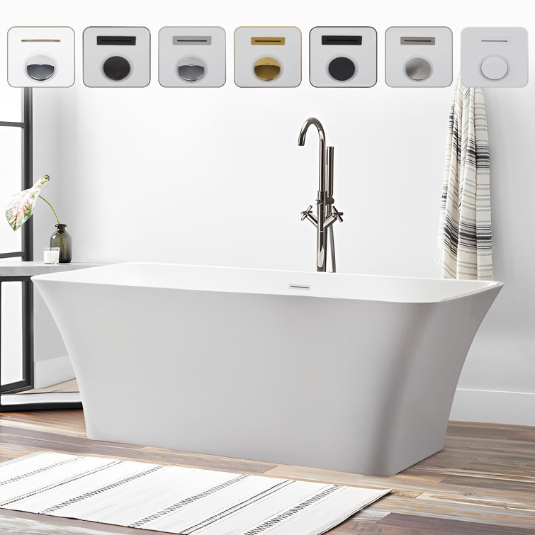 67'' Pure White Acrylic Freestanding Soaking Bathtub