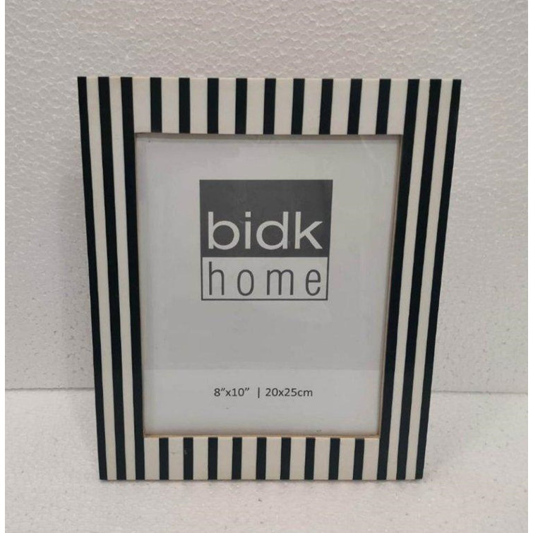 Classic 8x10 Black and White Striped Resin Tabletop Frame