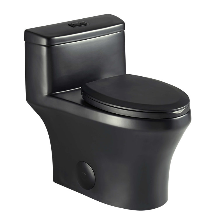 Black Matte Elongated Free Standing Dual Flush Toilet