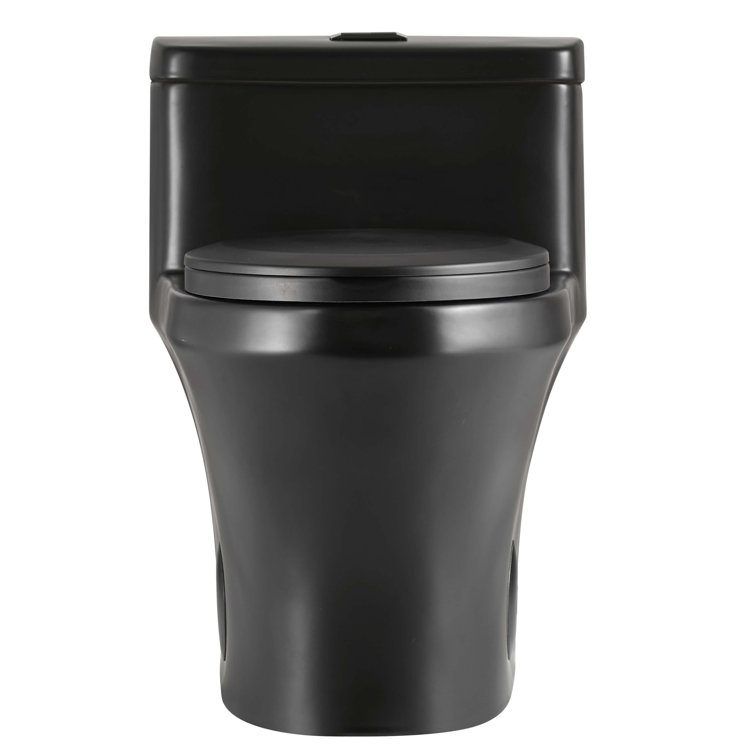 Black Matte Elongated Free Standing Dual Flush Toilet