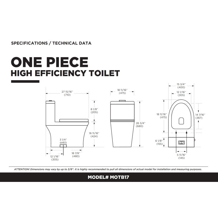 Black Matte Elongated Free Standing Dual Flush Toilet