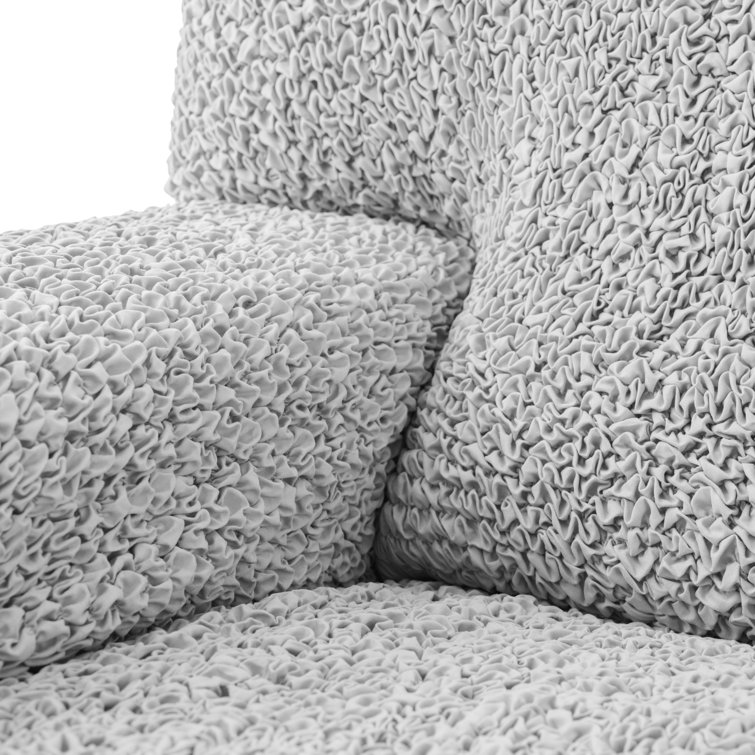 Light Gray Stretchy Microfiber Slipcover for Left Chaise Sectional Sofa