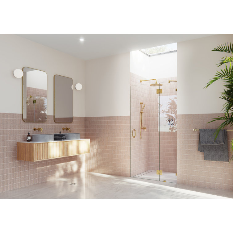 Halo 78" Frameless Glass Shower Door with Polished Brass Hardware