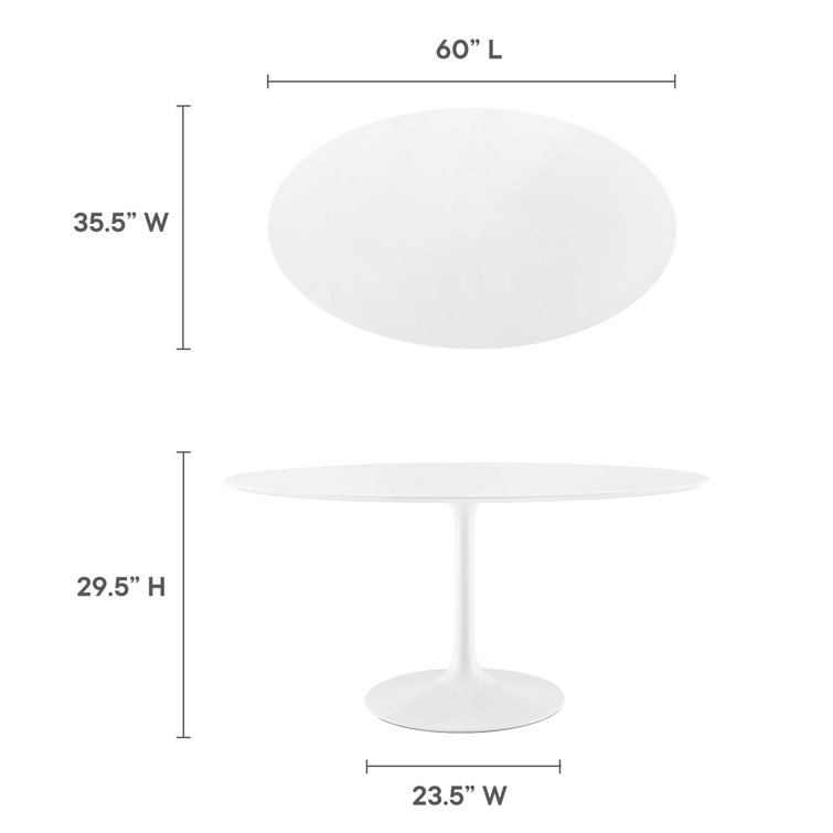 Modern 60" Oval White Wood Dining Table with Sleek Metal Base