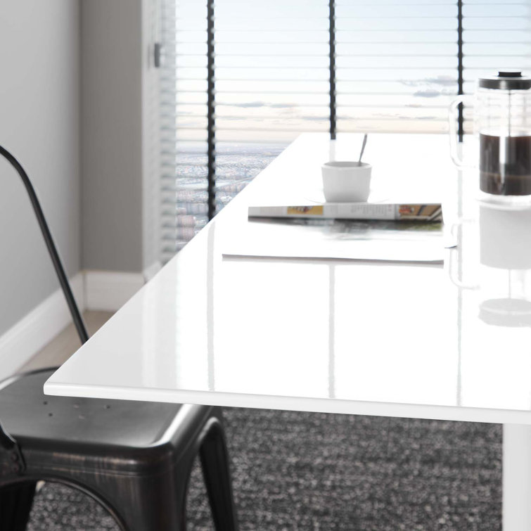 Lippa 60" White Rectangular Mid-Century Modern Dining Table