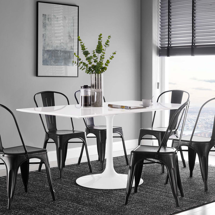 Lippa 60" White Rectangular Mid-Century Modern Dining Table