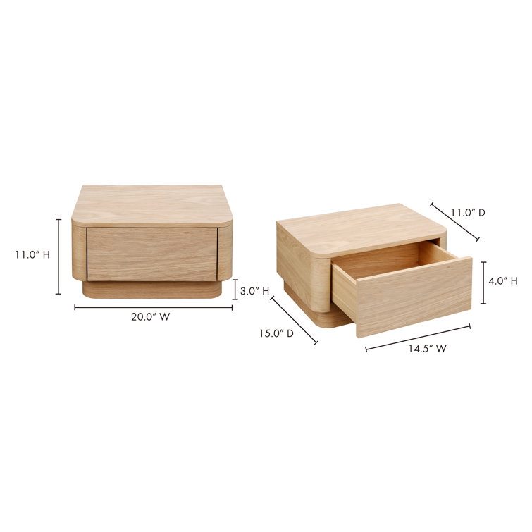 Transitional Brown Oak Nightstand with Spacious Drawer