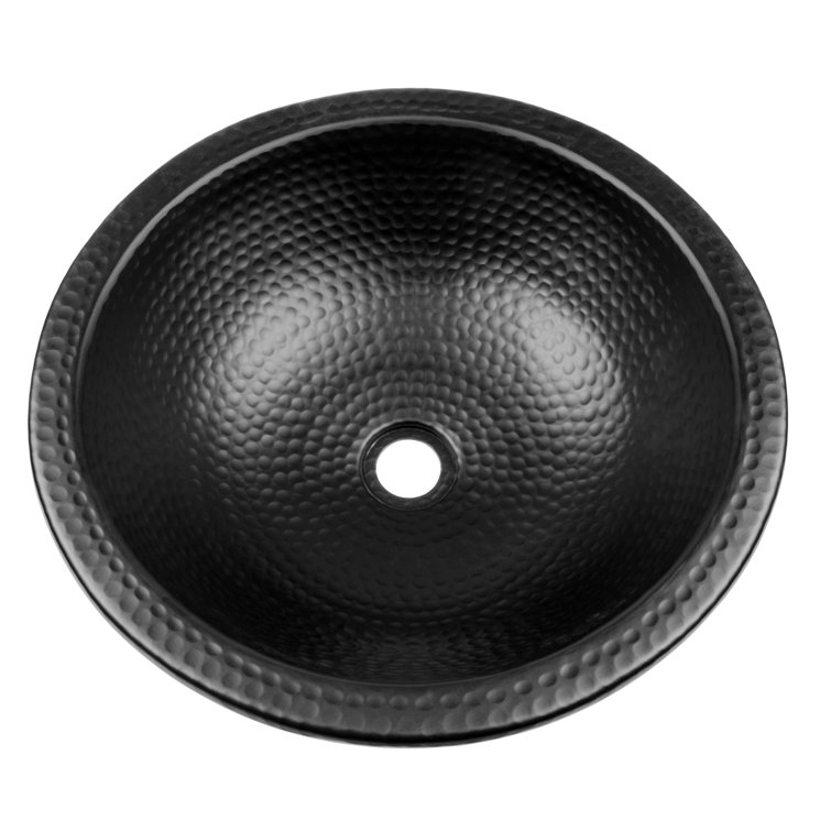 Black Hand Hammered Aluminum 16" Round Bathroom Sink