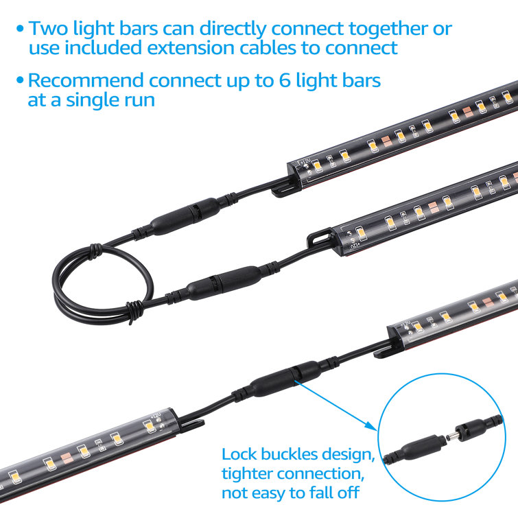 TORCHSTAR F-16116 LED Safe Lighting Kit, 12 Inch Linkable Light Bars (6) + Motion Sensor + UL Power Adapter