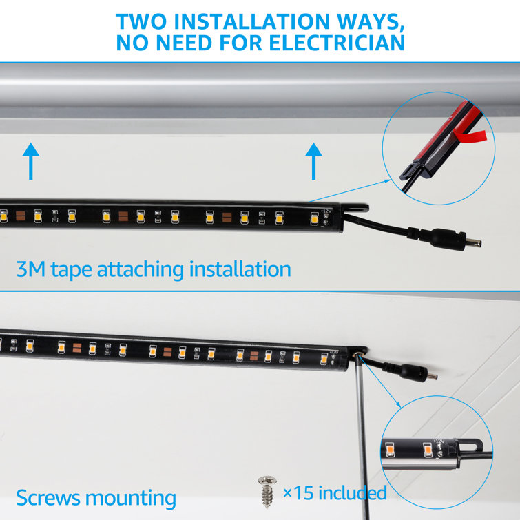 TORCHSTAR F-16116 LED Safe Lighting Kit, 12 Inch Linkable Light Bars (6) + Motion Sensor + UL Power Adapter