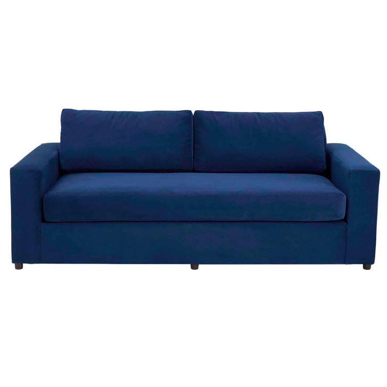 Avendale Luxe Deep Navy Velvet Track Arm Sofa with Bench Cushion