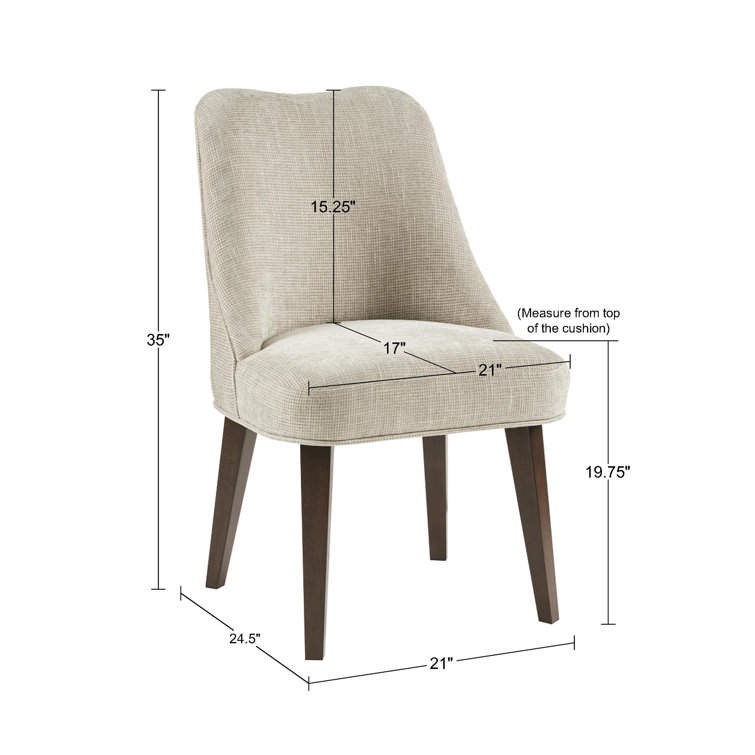 Beige Upholstered Dining Chairs with Dark Wood Legs, Set of 2