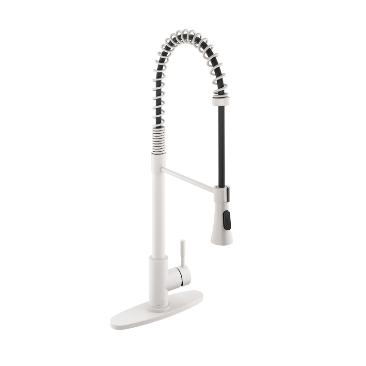 Matte White Single Handle Pull Down Kitchen Faucet