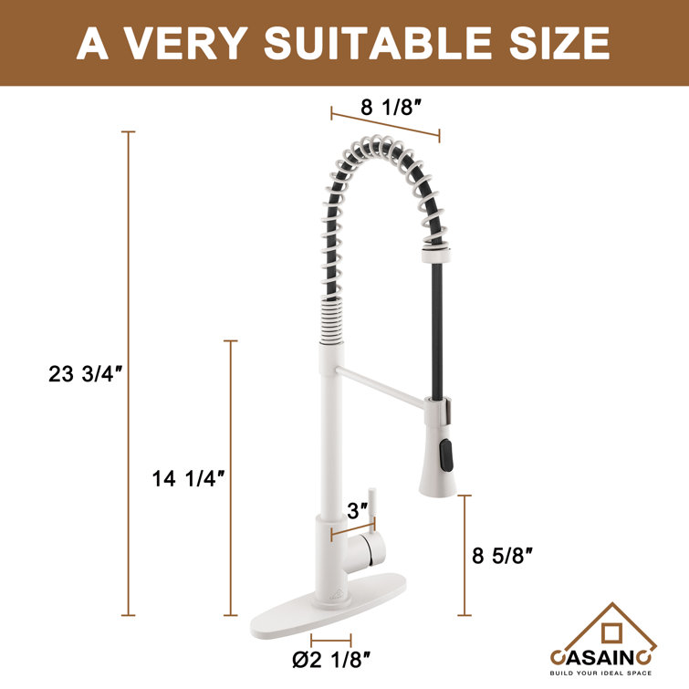 Matte White Single Handle Pull Down Kitchen Faucet