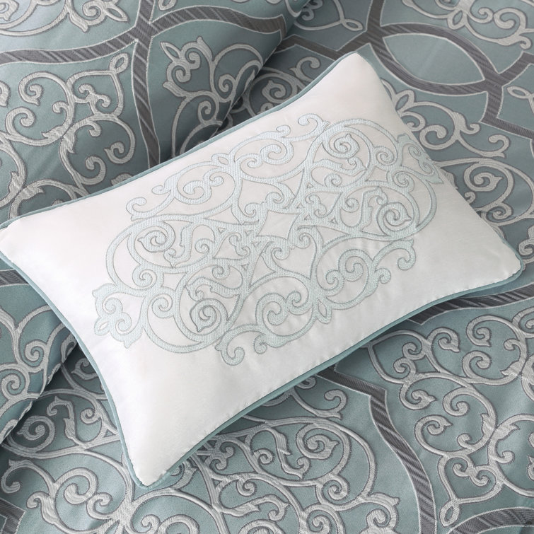 Blue Queen Cotton Jacquard 12-Piece Bedspread Set