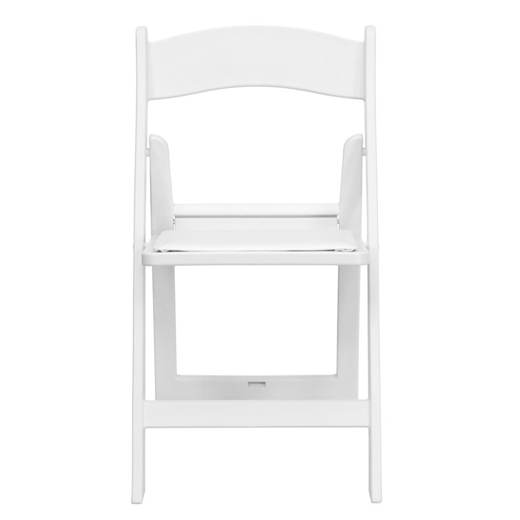 Hercules Series Elegant White Resin Folding Chair with Detachable Cushion
