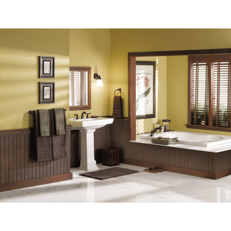 Distressed Bronze Traditional Widespread Deck Mounted Faucet with Handshower