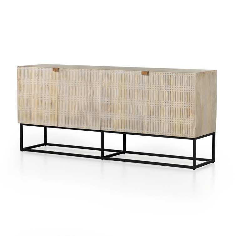 Kelby Vintage Brown 69'' Light Wash Carved Mango Wood Buffet
