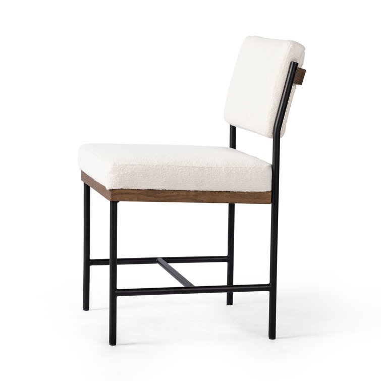 Ellie Contemporary White Leather Side Chair with Metal Frame