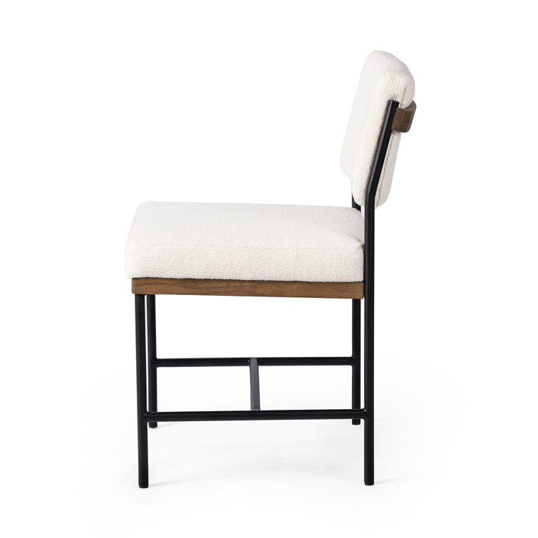 Ellie Contemporary White Leather Side Chair with Metal Frame