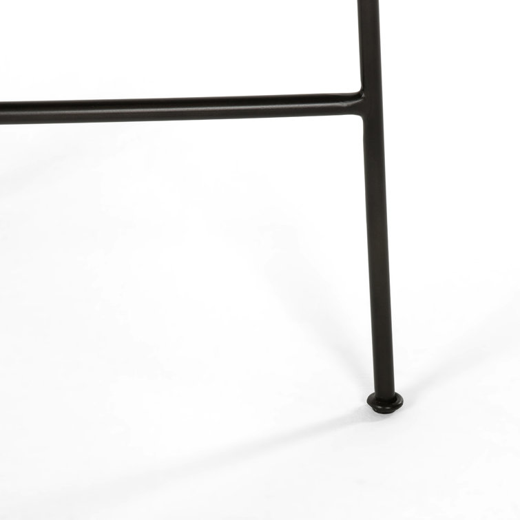 Distressed Black Metal and Leather Bar Stool
