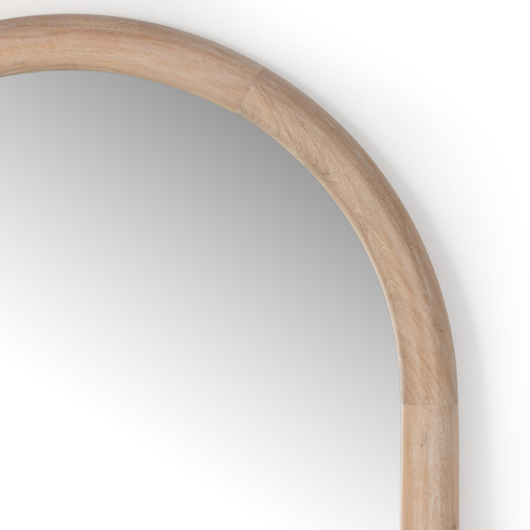 Elegant Full-Length Whitewash Acacia Wood Rectangular Mirror