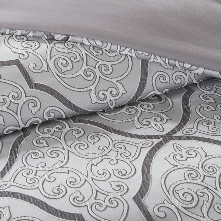 Lavine Queen Gray Cotton 12-Piece Bed in a Bag Set