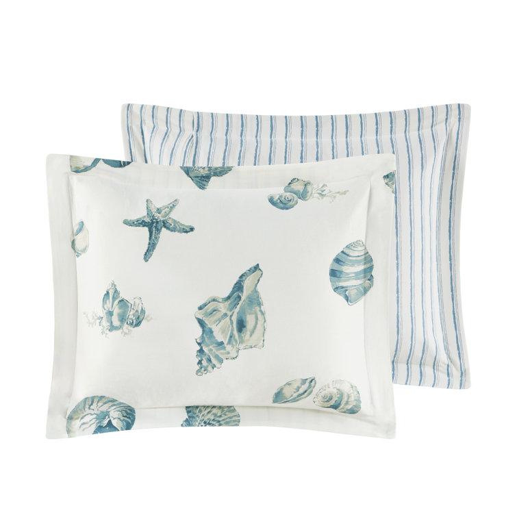 Twin Nautical Blue and White Cotton Sham Set