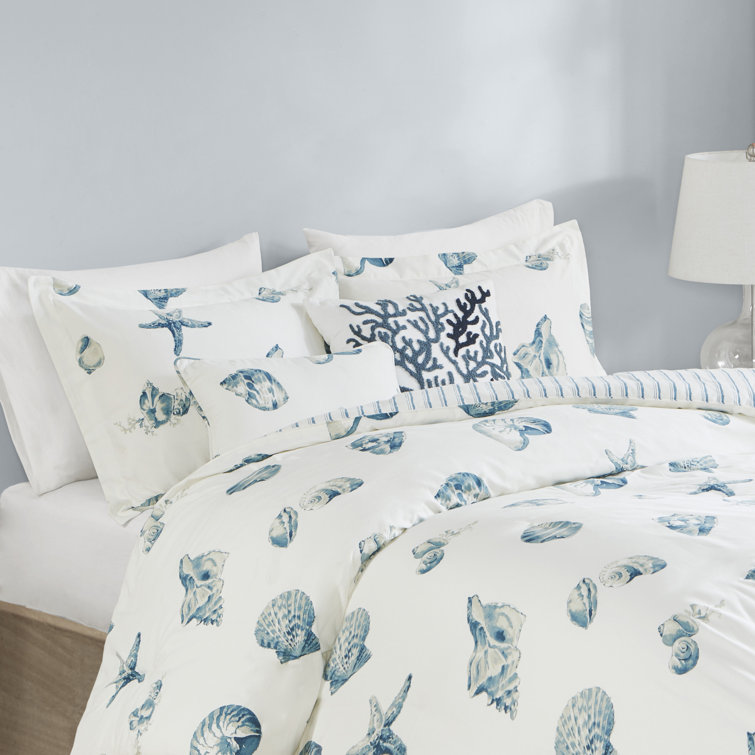 Twin Nautical Blue and White Cotton Sham Set