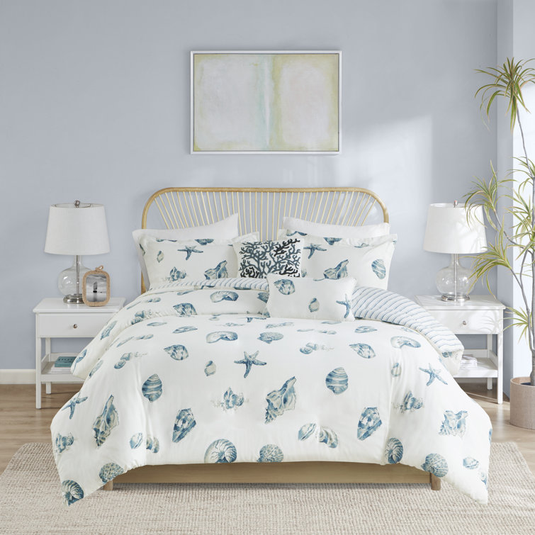 Twin Nautical Blue and White Cotton Sham Set