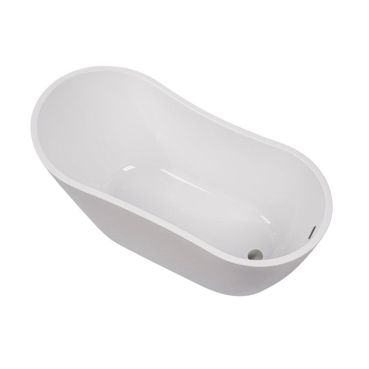 Maya 55" White Acrylic Freestanding Soaking Bathtub