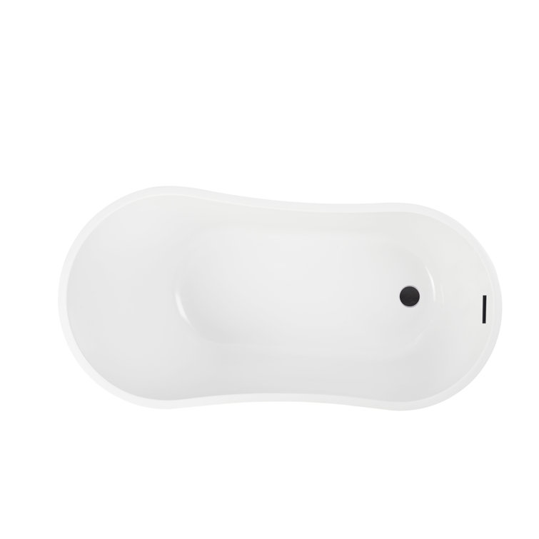 White Acrylic Freestanding Soaking Bathtub with Oil Rubbed Bronze Finish