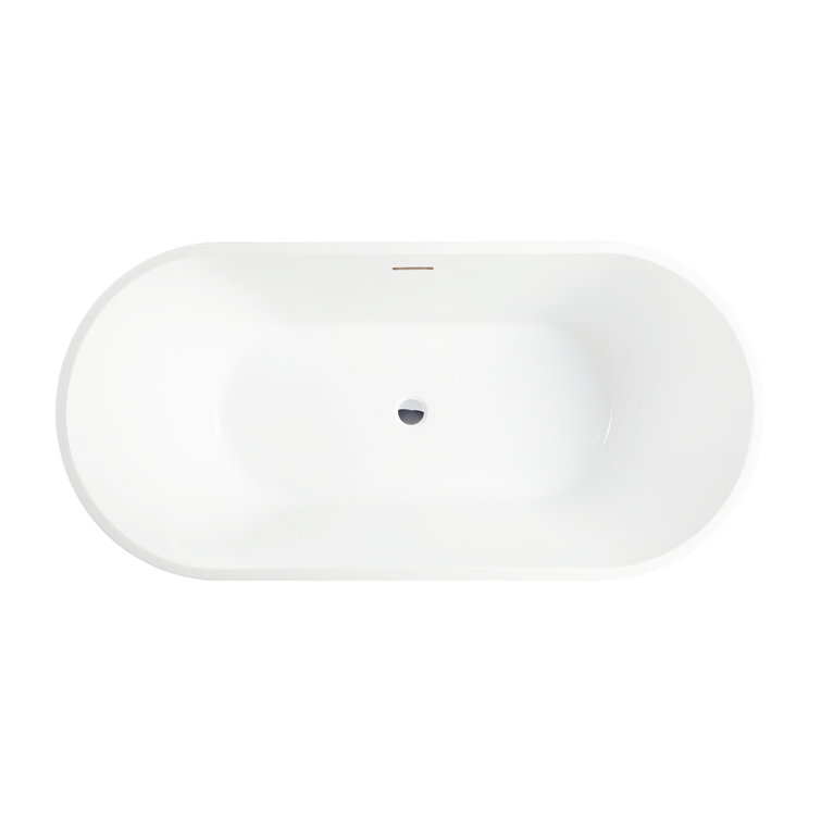 67" x 32" White Freestanding Acrylic Soaking Bathtub