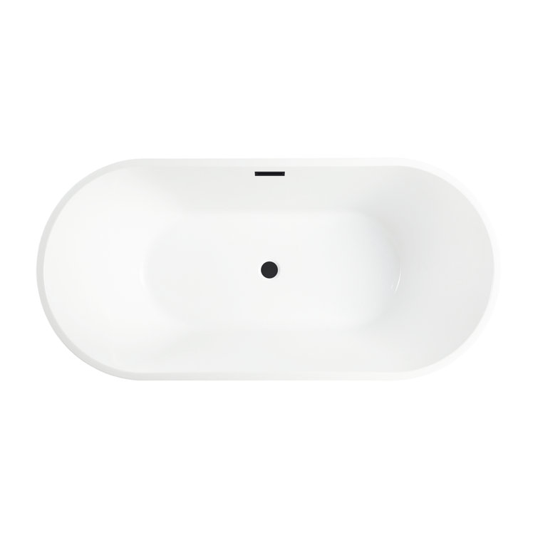 67" White Freestanding Acrylic Soaking Bathtub
