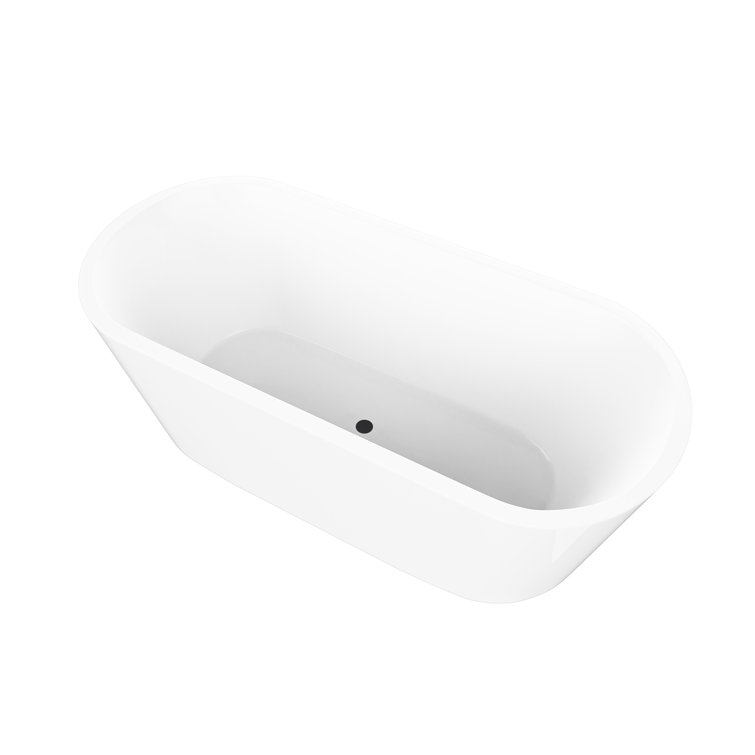 67" White Freestanding Acrylic Soaking Bathtub