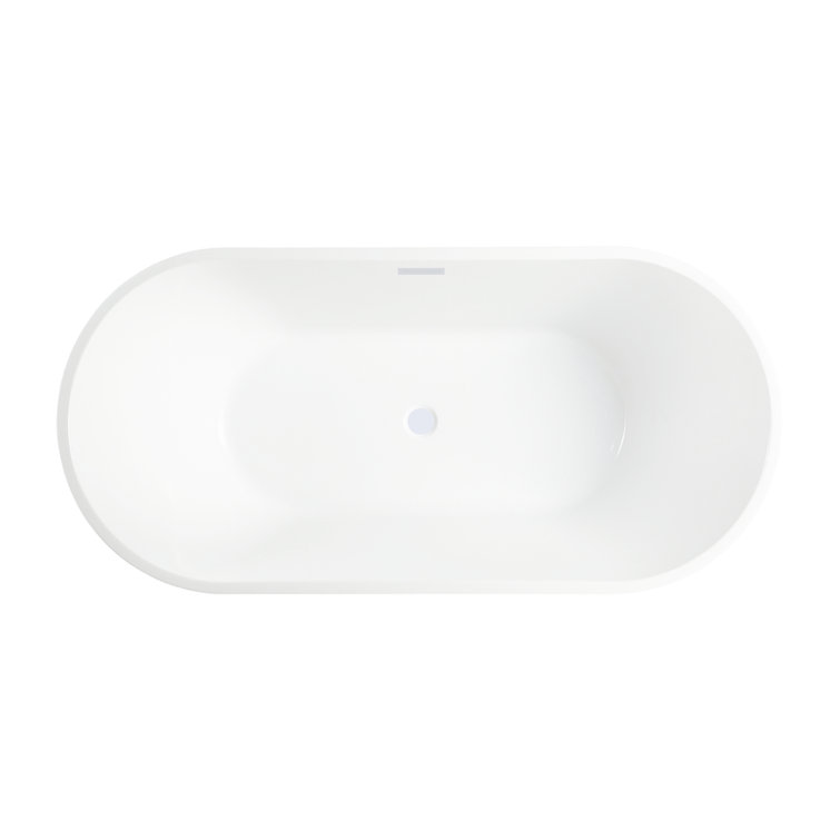 67" Pure White Freestanding Acrylic Soaking Bathtub