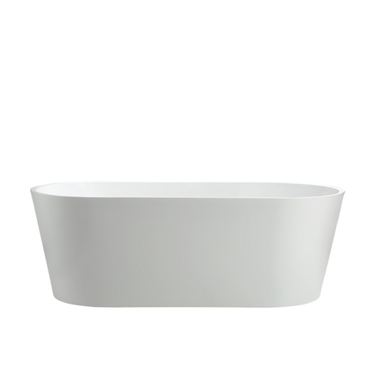 54" White Acrylic Freestanding Soaking Bathtub with Oil Rubbed Bronze