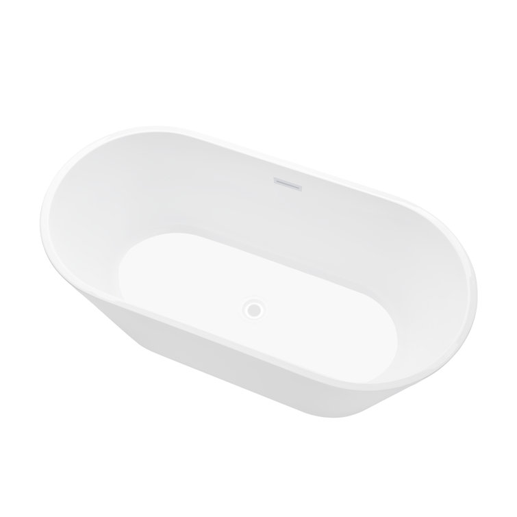 54'' Pure White Acrylic Freestanding Soaking Bathtub