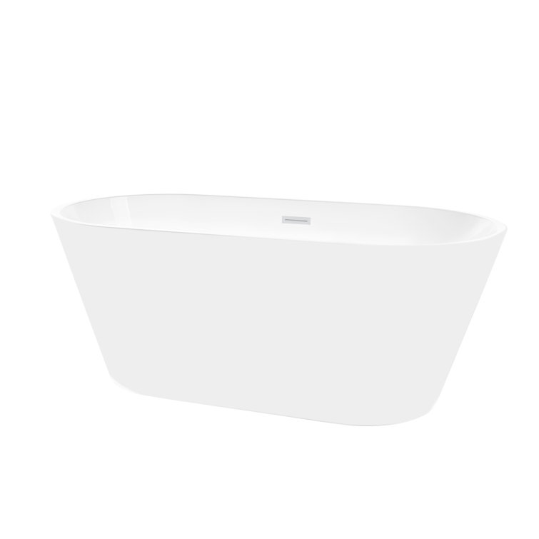 54'' Pure White Acrylic Freestanding Soaking Bathtub