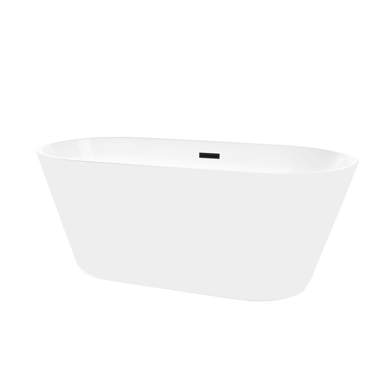 54'' White Freestanding Acrylic Soaking Bathtub