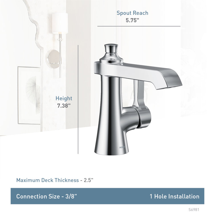 Polished Nickel Single Hole Transitional Bathroom Faucet with Drain Assembly