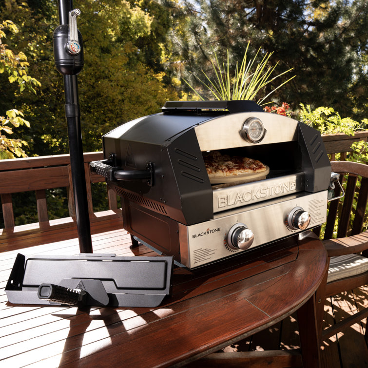 Black Stainless Steel Portable Outdoor Gas Pizza Oven with Cordierite Stone
